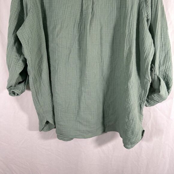 Anne Klein Jeans Blouse Women's XXL Green Button Up Long Sleeve Collared - Picture 10 of 10